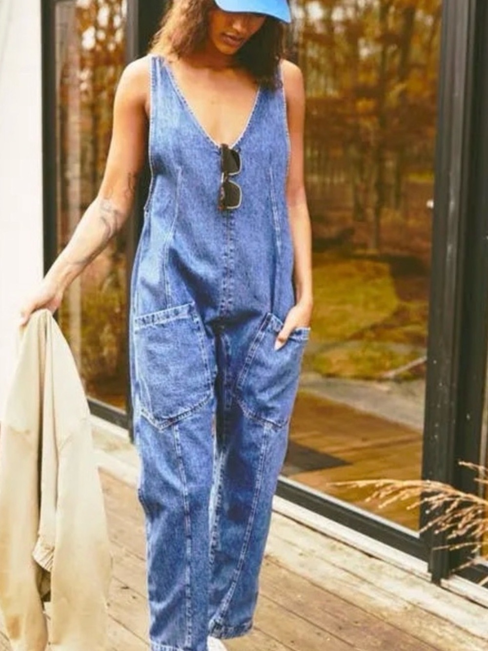 We The Free Light Blue Denim Overalls Jumpsuit - Picture 2 of 6